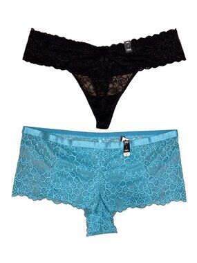 Torrid Womens Underwear Black & Teal Size 3 Thong & Boyshorts NWT